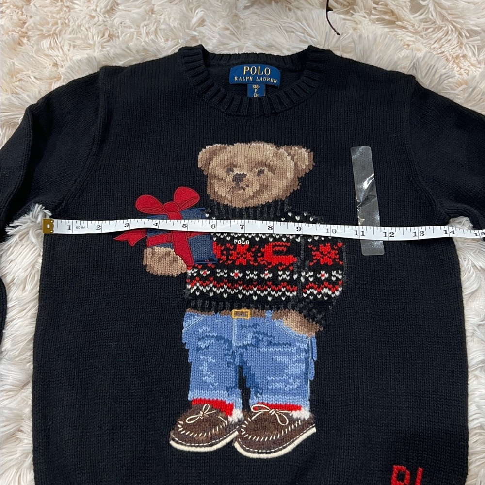 🎉Host Pick 2x🎉Polo Ralph Lauren Boys Black Polo Bear Sweater - Size S (8) - Picture 6 of 12